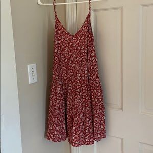 Red and white floral dress!